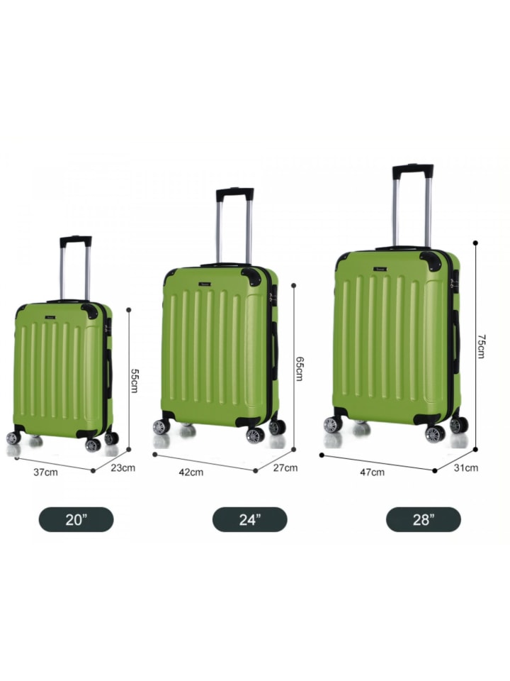 Cheffinger Reisekoffer Koffer 3 tlg Hartschale Trolley Set Kofferset Handgepäck in Grün günstig kaufen onesize