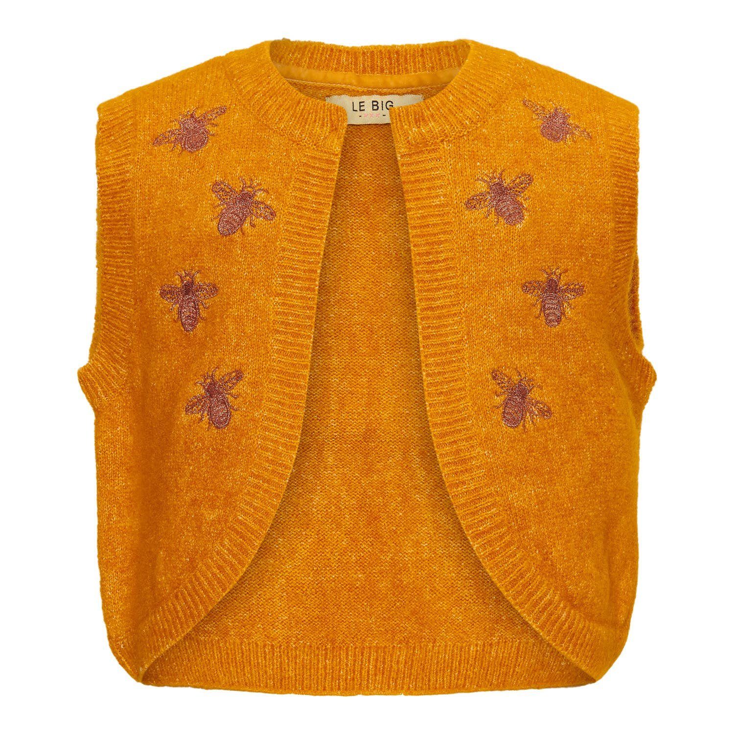 suebidou Strickweste Weiche Weste in Spice mit funkelnden Bienenstickereien für Mädchen