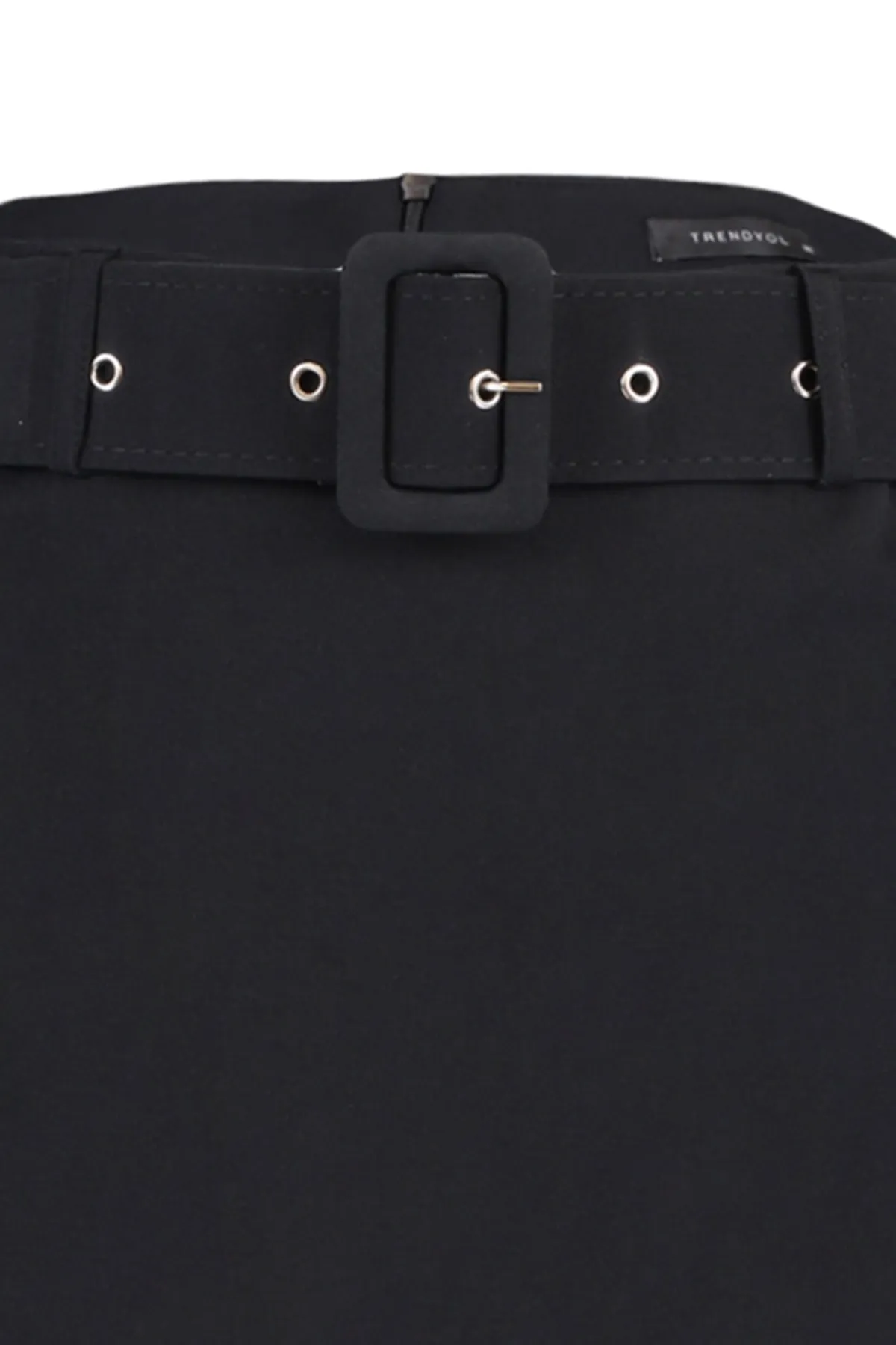 Trendyol Collection  Gerade geschnittener Bleistift-Minirock - Schwarzes Gürteldetail, gewebt, TWOSS19ST0201