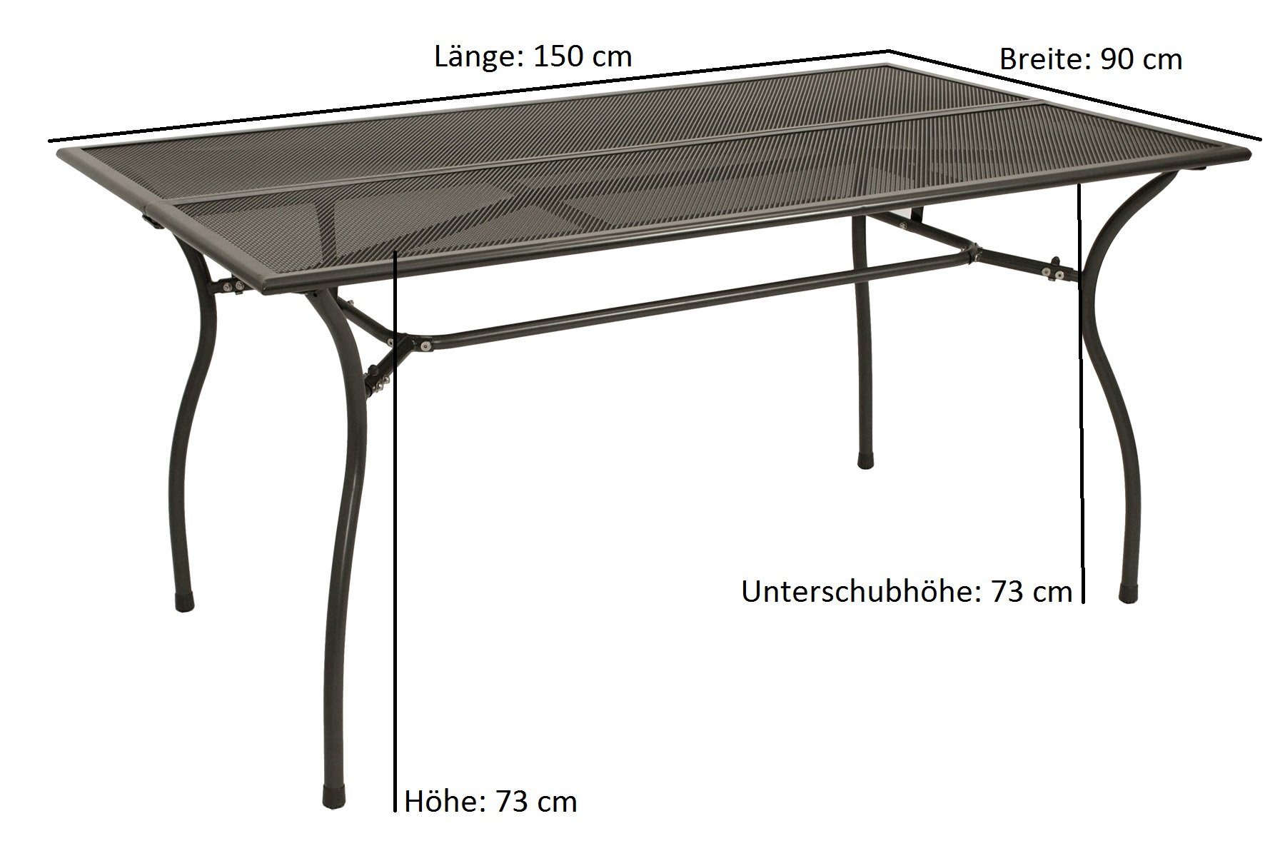 DEGAMO Garten-Essgruppe CLASSIC, (7-tlg), (6x Sessel 1x Tisch), Stahl und Streckmetall anthrazit