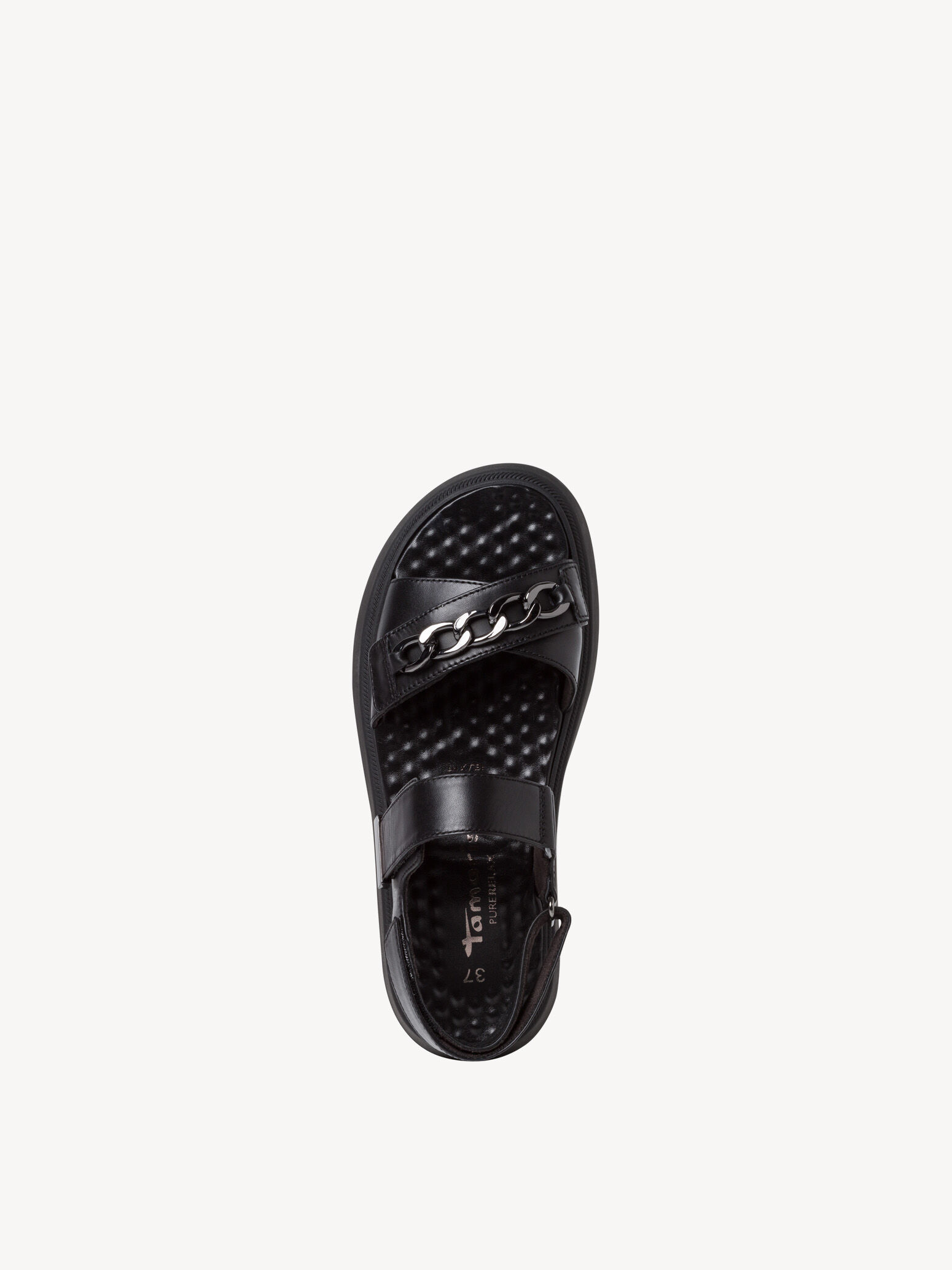 Sandale à talon en cuir - noir