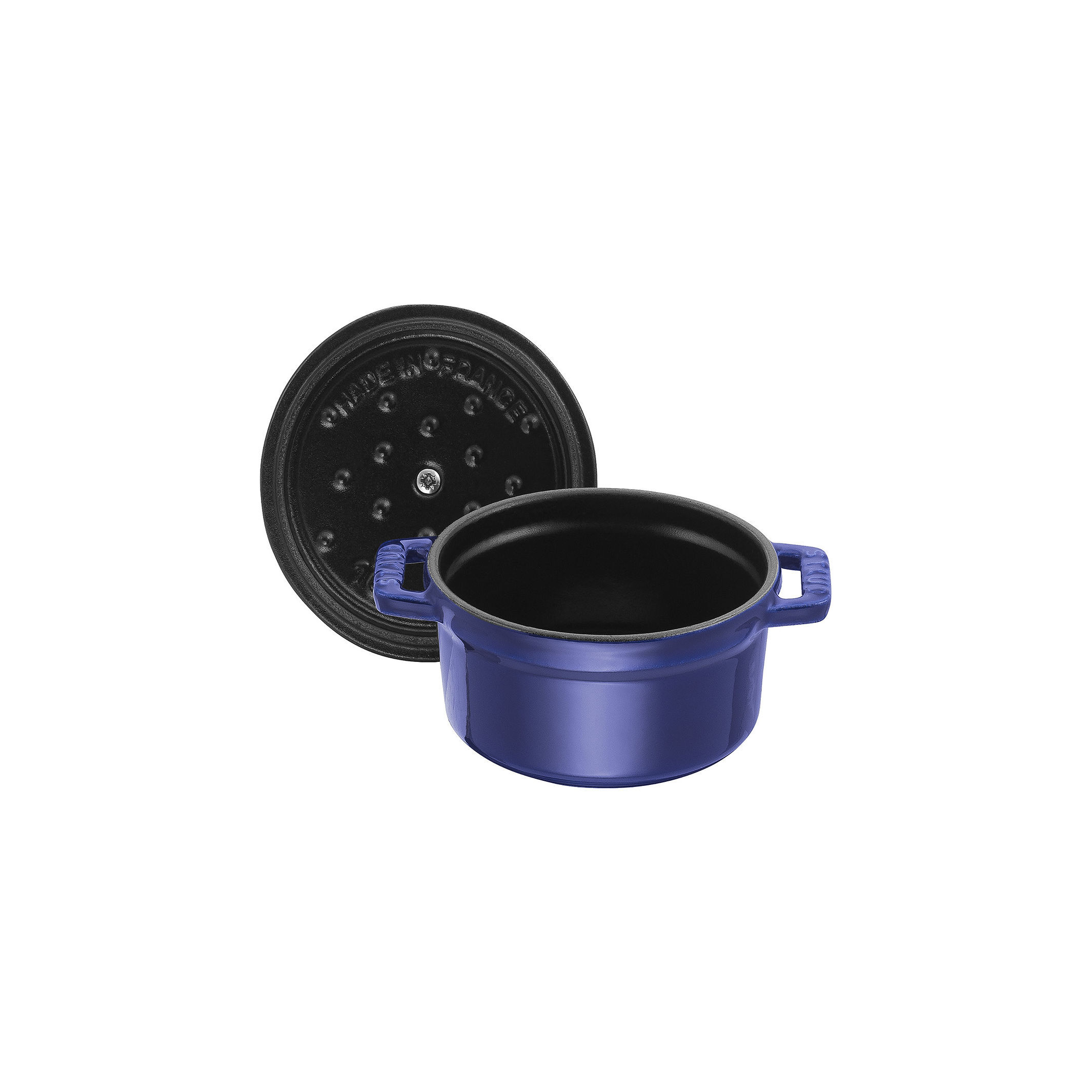 Mini Cocotte 10 cm, rund, Dunkelblau, Gusseisen