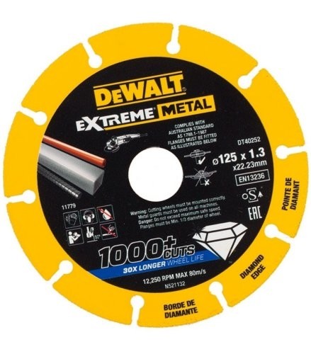 DeWalt DT40252-QZ priedai deimantinis diskas – „Extreme Metal“ – 125 x 22,23 x 1,3 mm