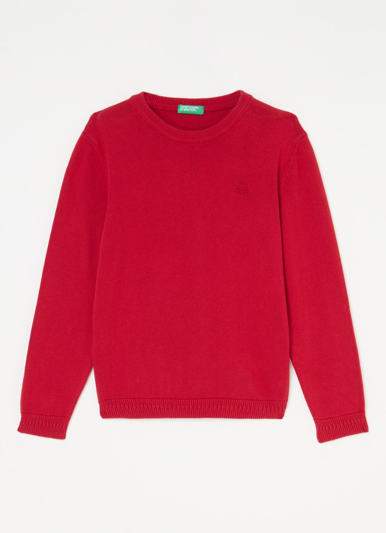 Pulover Benetton din tricot fin cu logo brodat