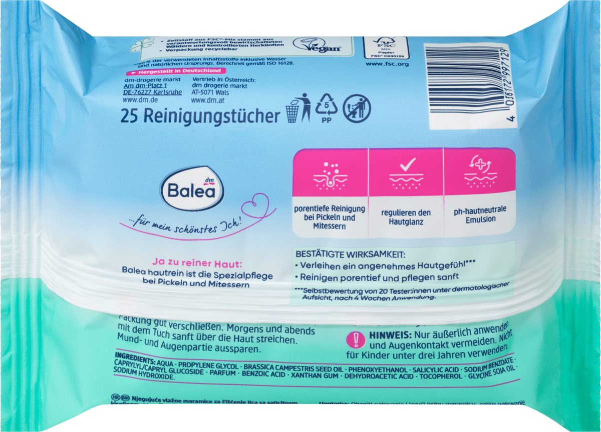 Pflegende Reinigungstücher Hautrein, 25 St