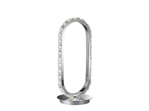 WOFI LED Nachttischlampe, Dimmer, LED fest integriert, Warmweiß, dimmbar, Designer Ring Lampen-Schirm Oval für Fensterbank, Höhe 31,5cm