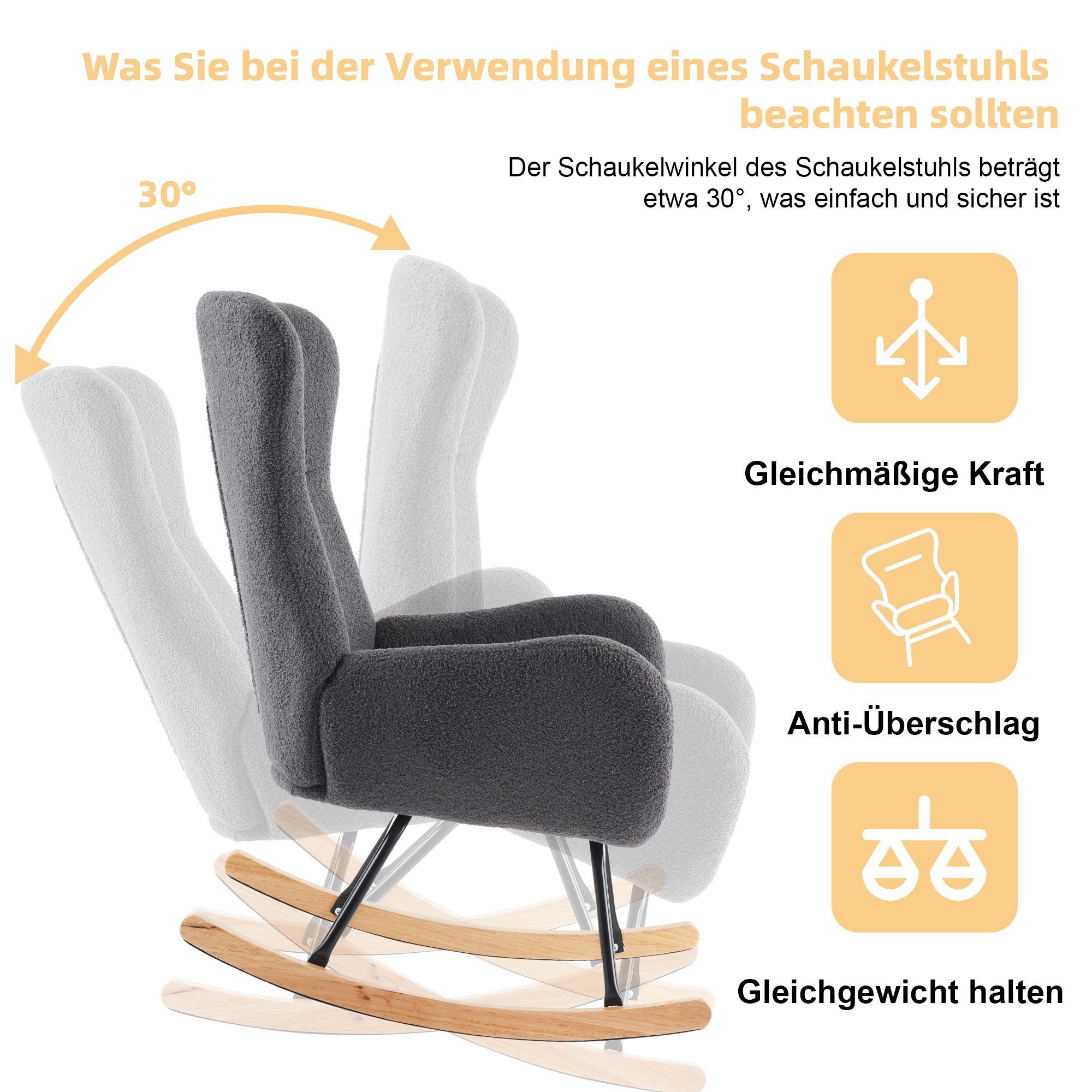 PFCTART Schaukelstuhl Wohnzimmer Schaukelstuhl, hohe Rückenlehne, Einzelsofa