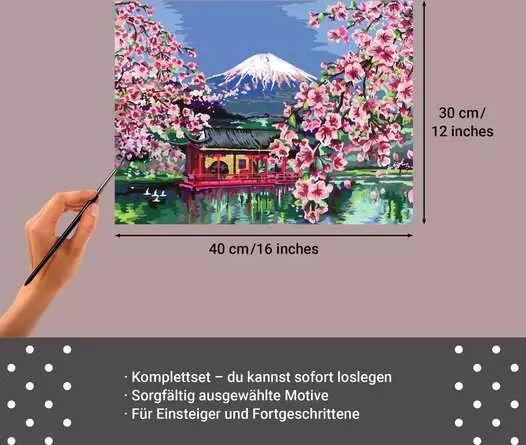 CreArt Leinwand Japanische Kirschblüten - Malen nach Zahlen für Erwachsene