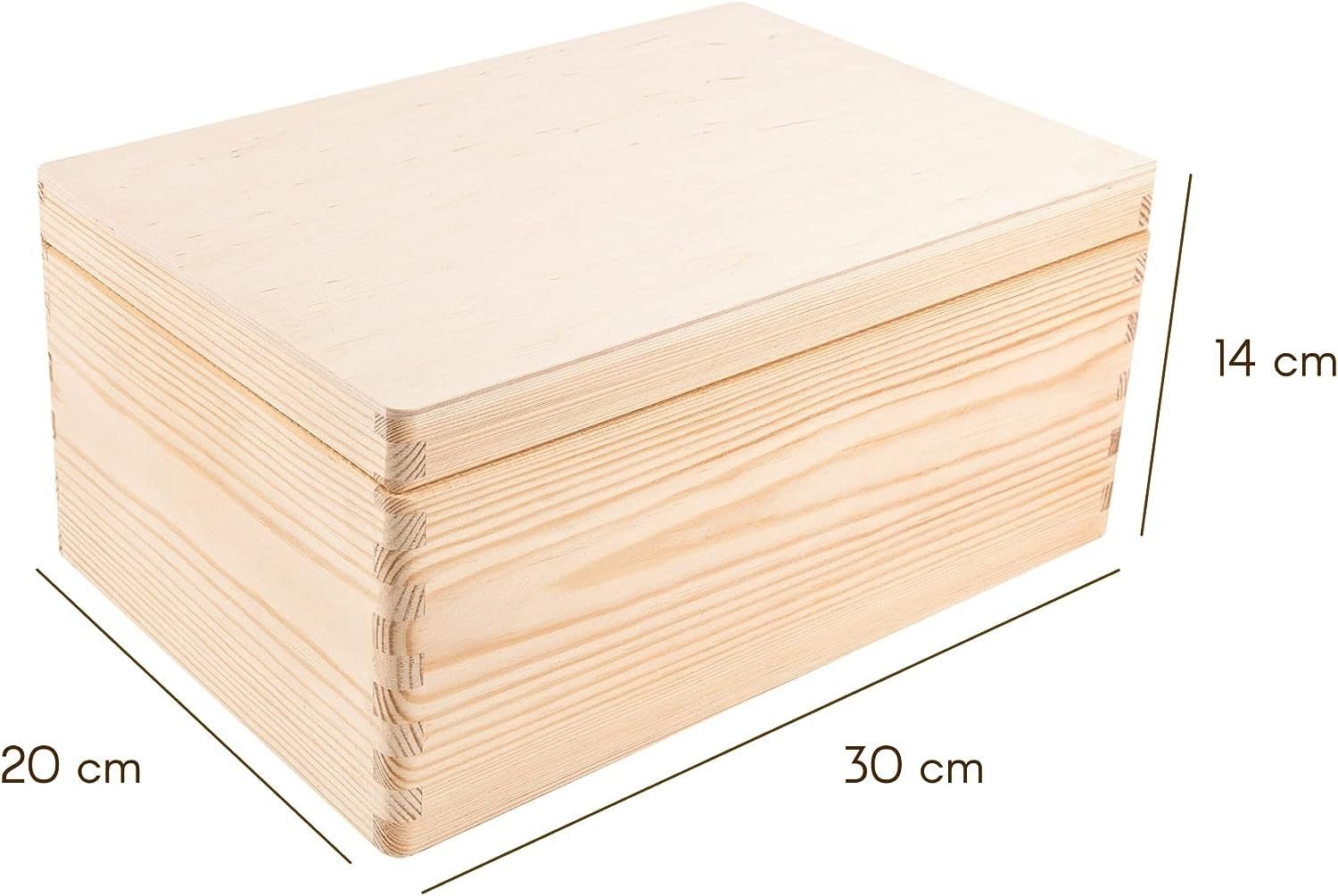 Creative Deco Holzkiste mit Deckel Groß Erinnerungsbox Baby Holzbox 30 x 20 x 14 cm, mit Scharnieren