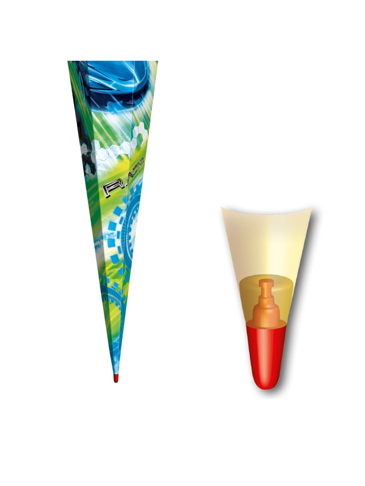 ROTH Schultüte groß Racing 85 cm, Silbertüll in Hellblau günstig kaufen onesize