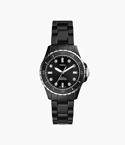 Fossil Uhr FB-01 3-Zeiger-Werk Keramik schwarz