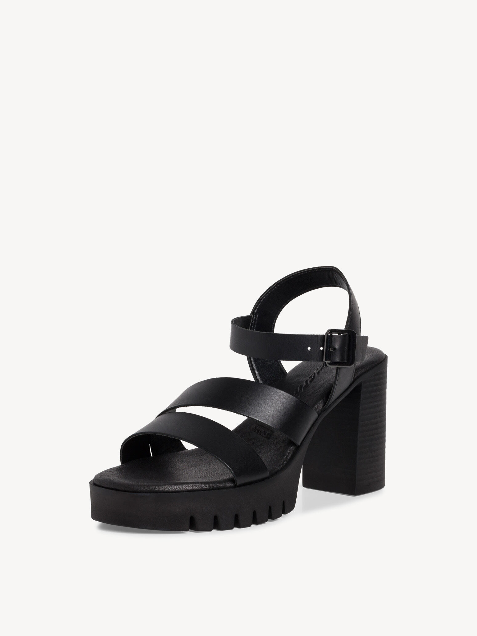 Sandale à talon en cuir - noir
