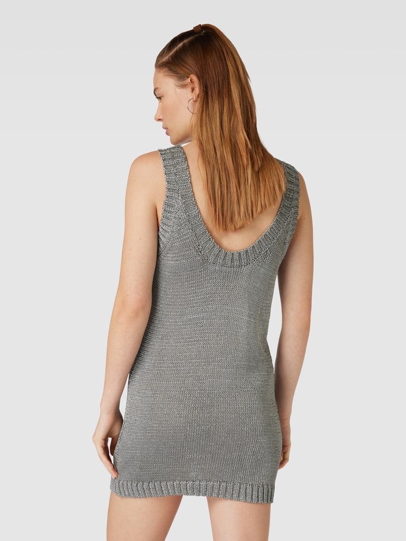 Strickkleid mit Logo-Stitching in silber