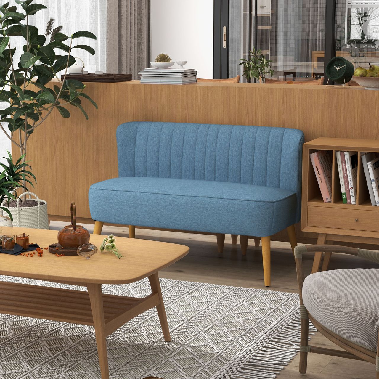 HOMCOM Sofa 2-Sitzer Stoffsofa Couch Polstersofa Loungesofa breit Hellgrün