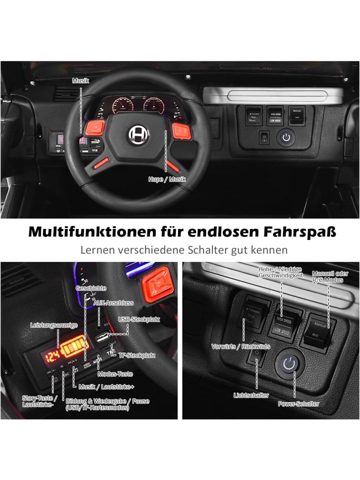 COSTWAY 12V Elektroauto 2 Sitzer in Schwarz günstig kaufen 120 x 80 cm