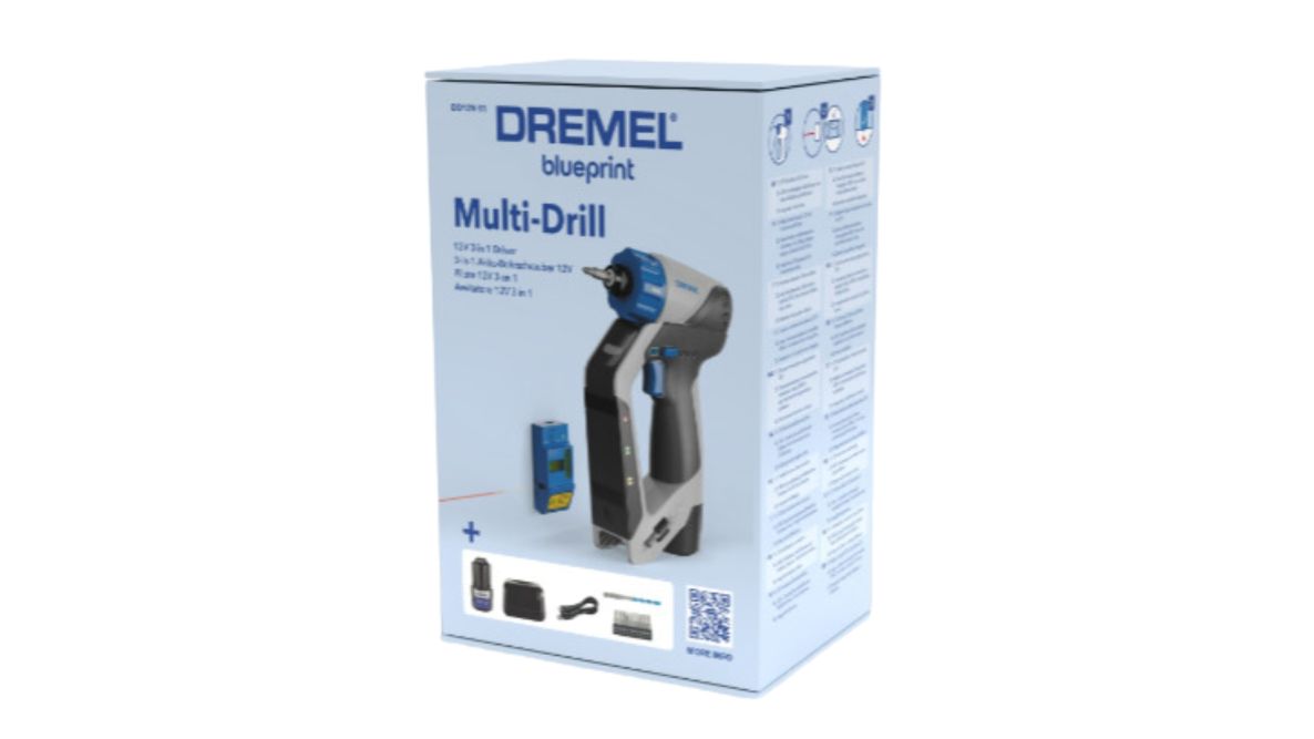 Conjunto de furadeira/parafusadeira Dremel F013DD12JA BluePrint DD12 12V 3 em 1 com 1 bateria de 2,0Ah e carregador rápido.