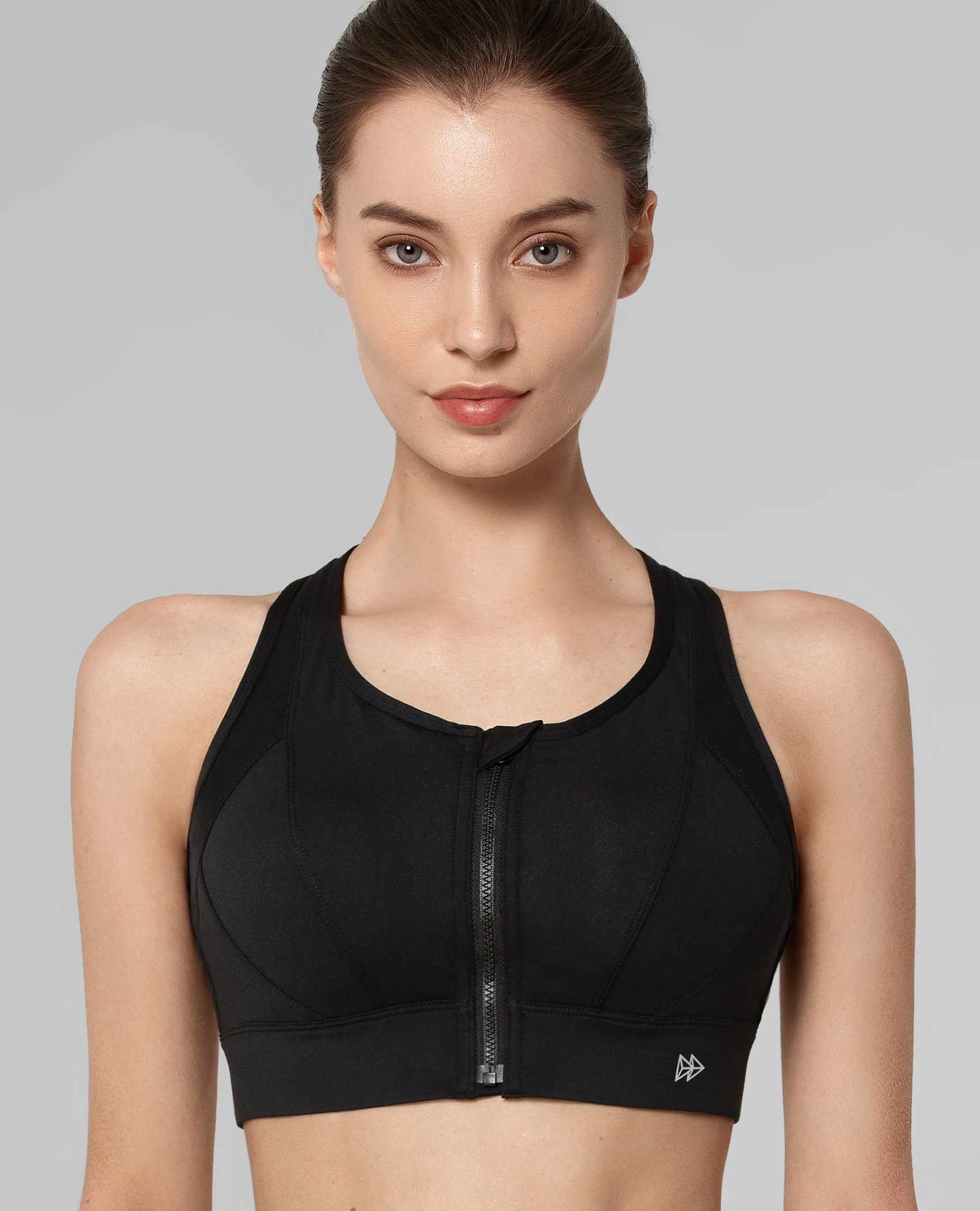 Yvette Sport-BH mit YKK Reißverschluss vorne, Mesh Ringerrücken, E100556A19