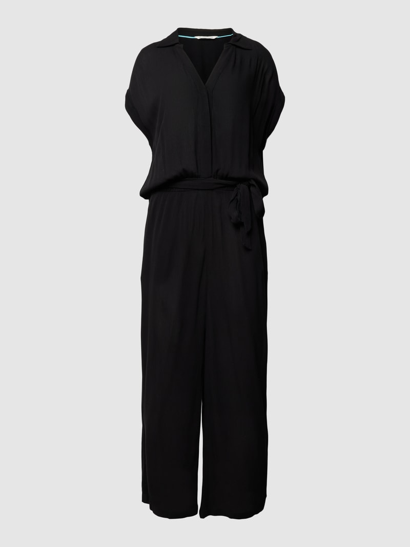 Jumpsuit mit Bindegürtel in schwarz