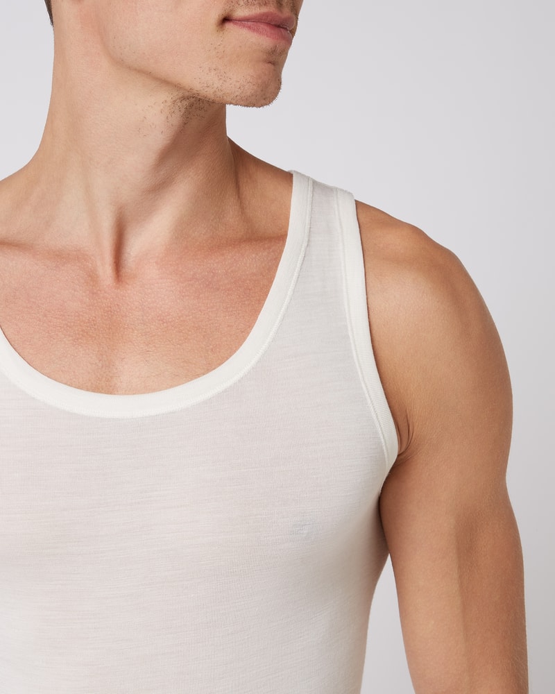 Tanktop aus Merinowoll-Seide-Mix in ecru