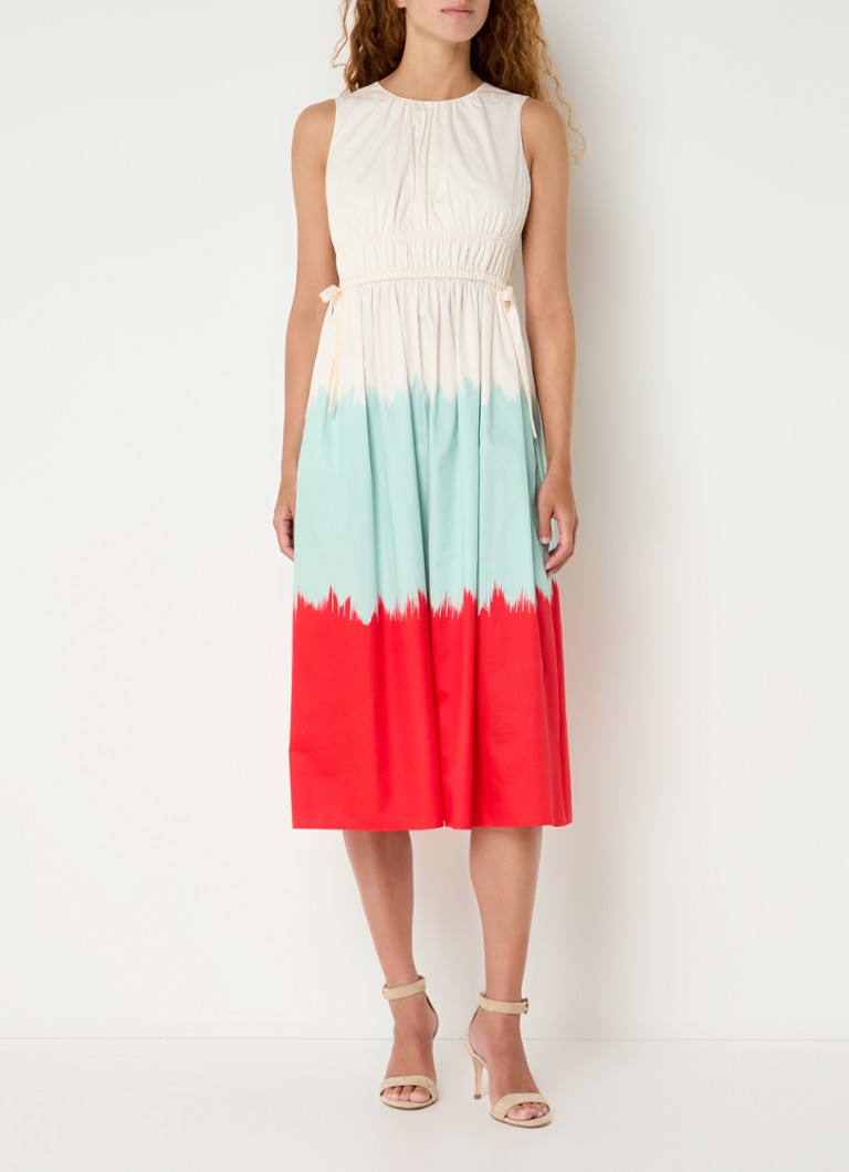 LKBennett Viola midi dress with dip-dye design with bow detail