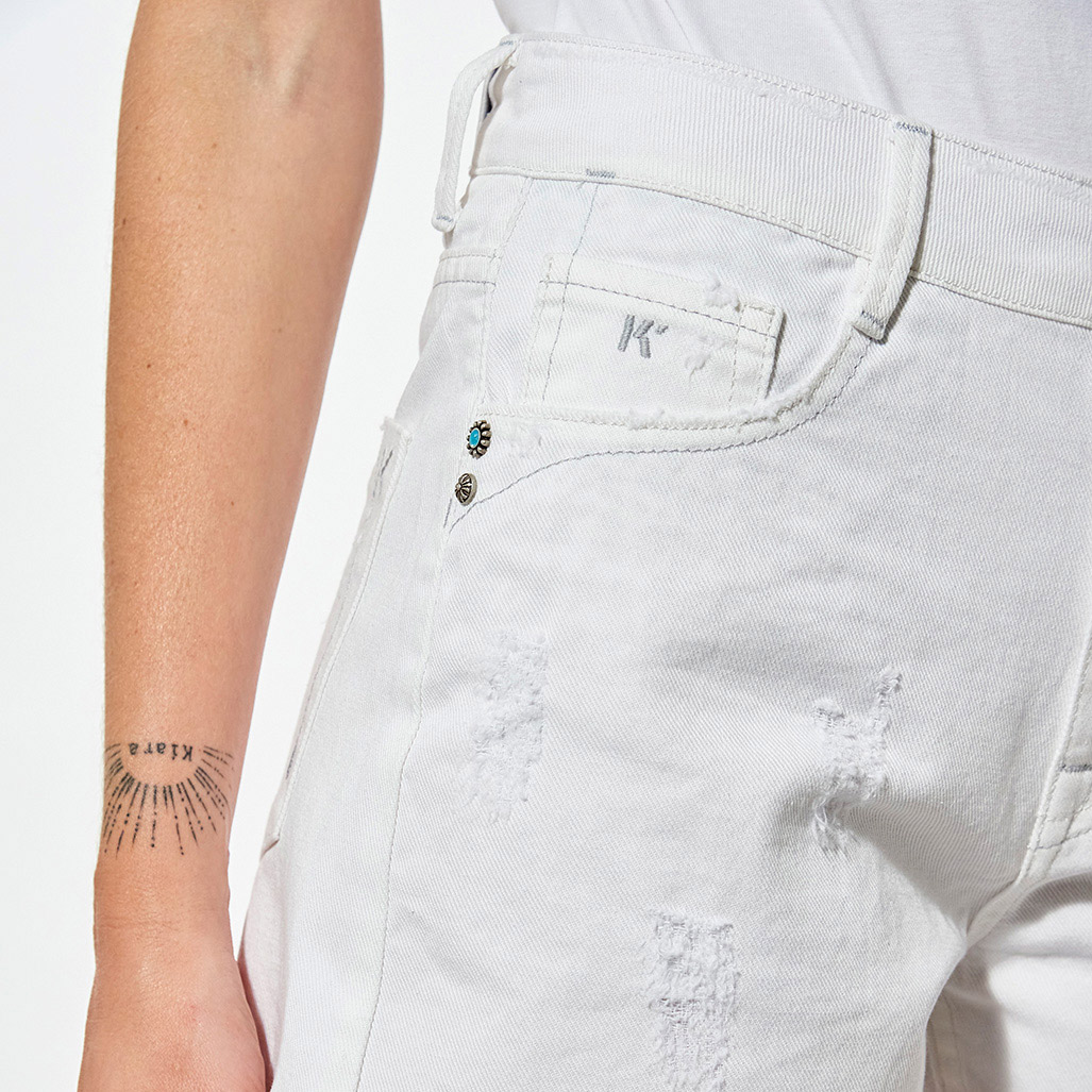 LIRA   Short effrangée Femme en jean blanc