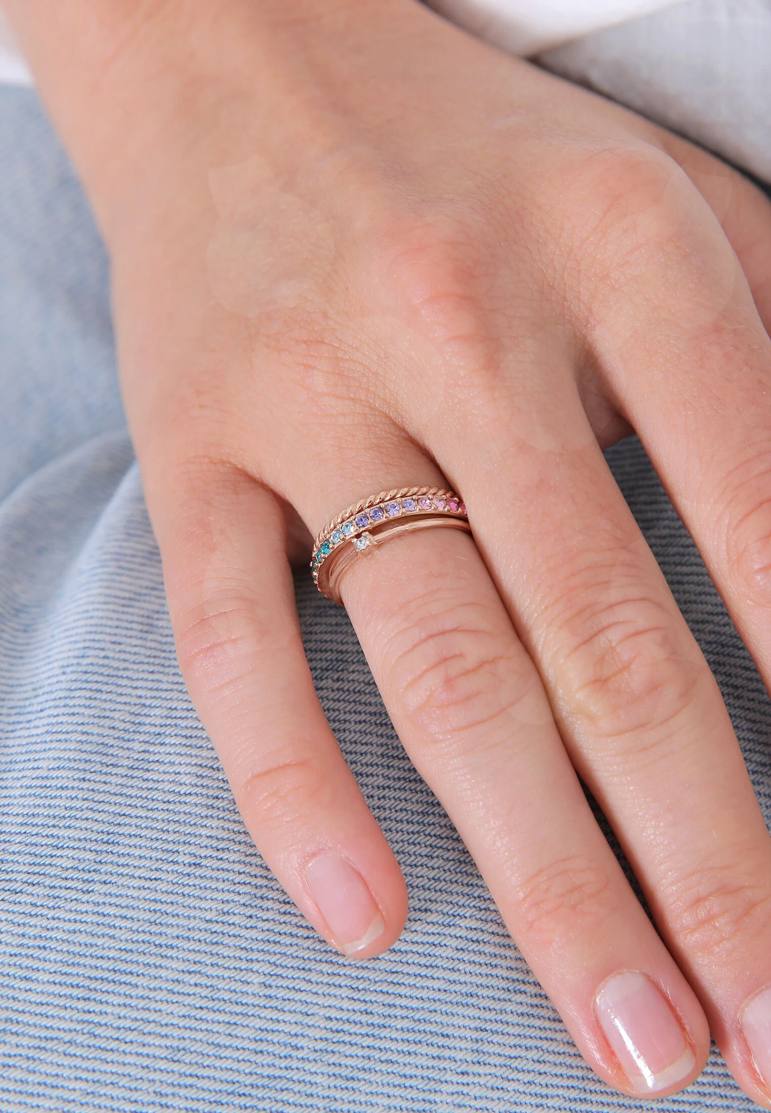 Ensemble de bijoux pour femmes Elli avec cristaux multicolores étincelants, en argent sterling 925 plaqué or.