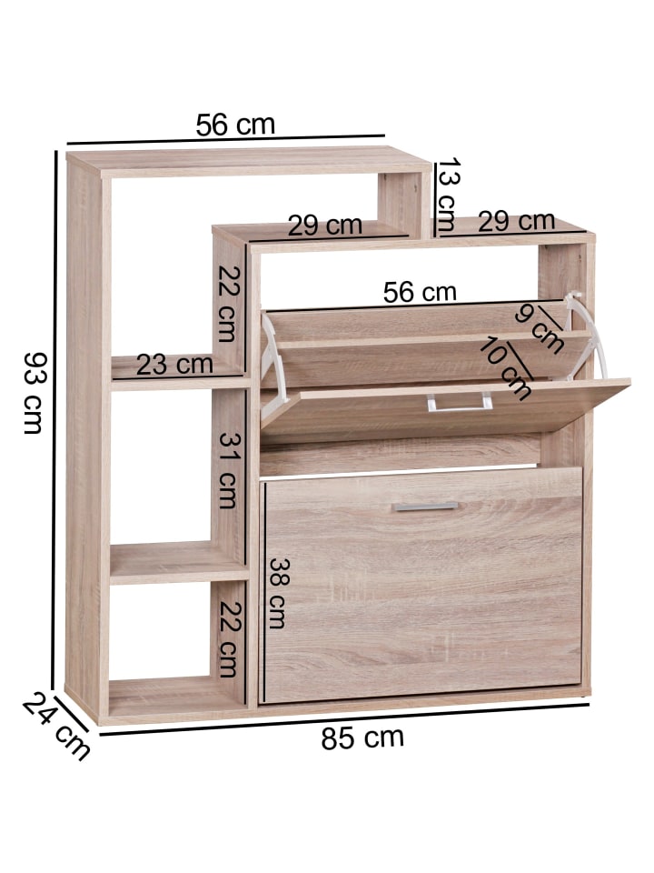 KADIMA DESIGN Schuhkipper | Sonoma Eiche, 85x24x93cm, 2 Fächer, 12 Paar günstig kaufen onesize