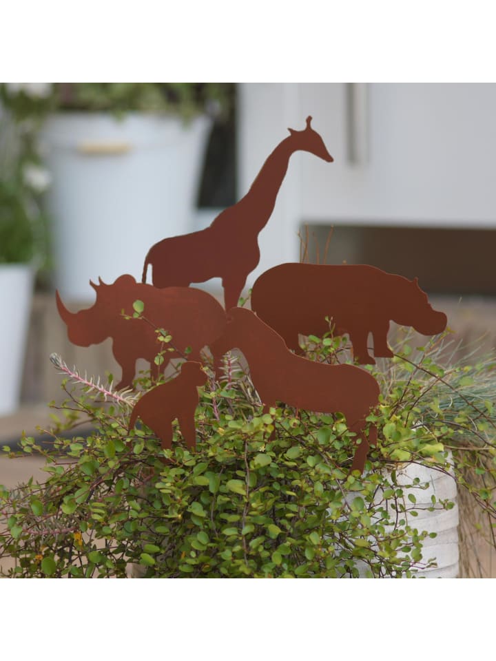 UNUS Gartenstecker 5er Set Tiere in Afrika Rostoptik in Rost günstig kaufen Anzahl: 5 Stück