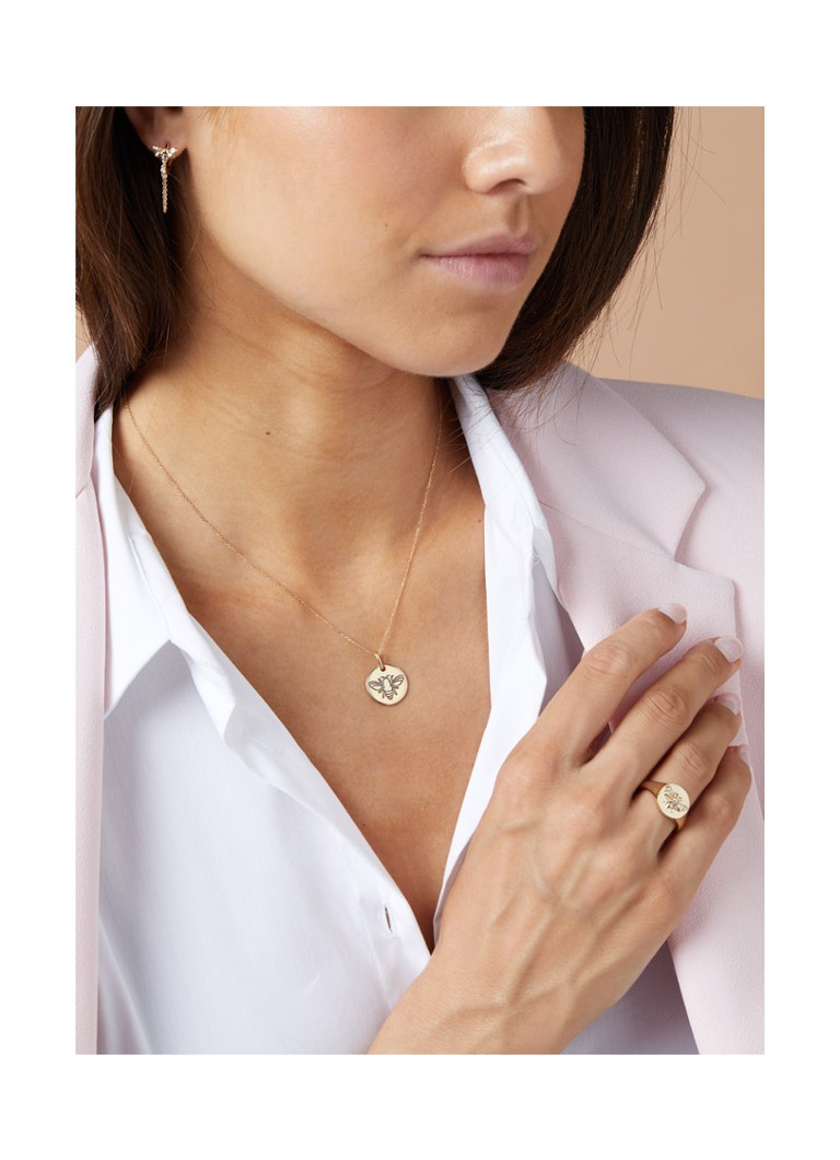 Inel cu vârf de diamant din aur galben, diamant de 0.03ct, Regina Albină