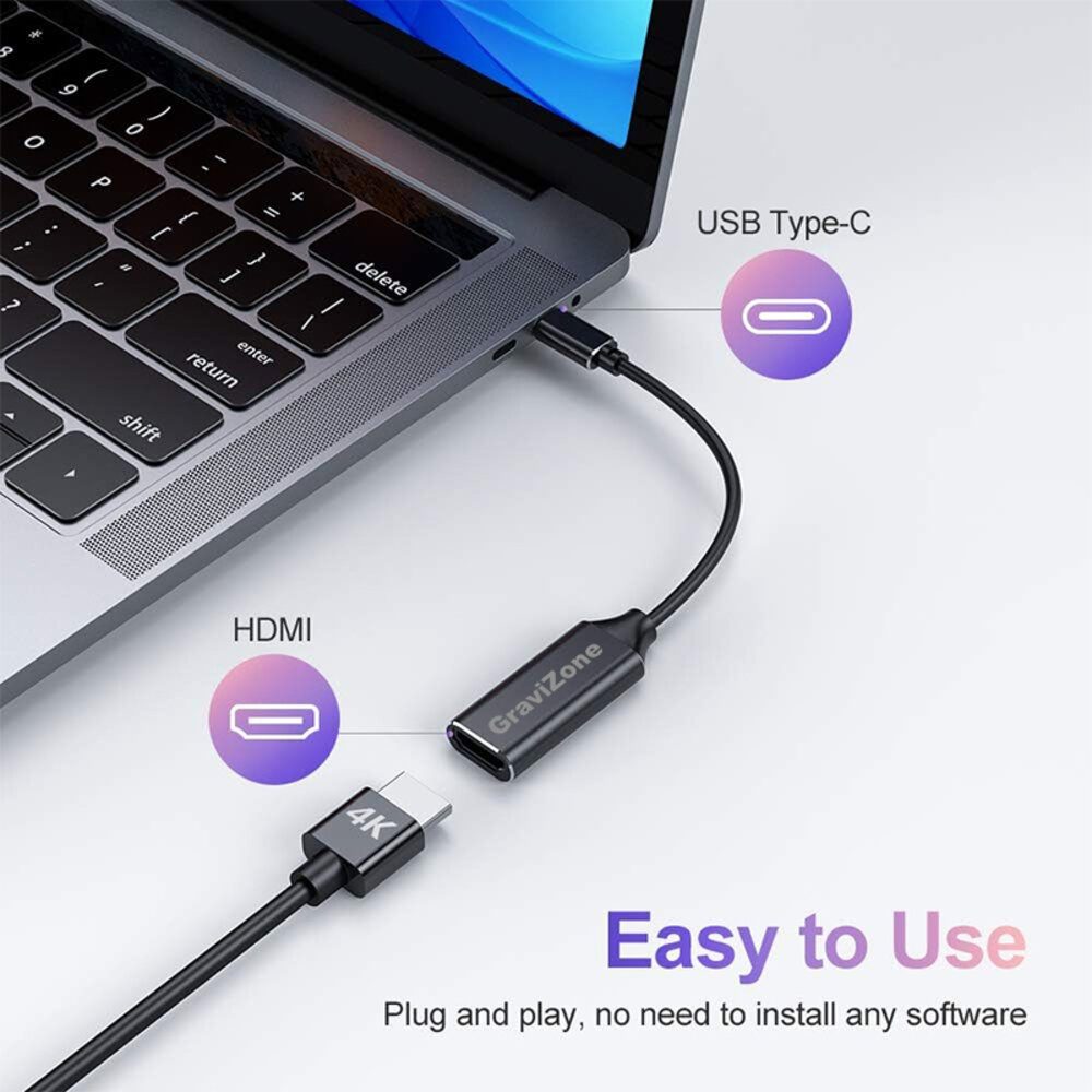 Gravizone Usbc zu Hdmi Adapter PC Laptop Notebook HDMI-Adapter Usb Typ C zu Hdmi