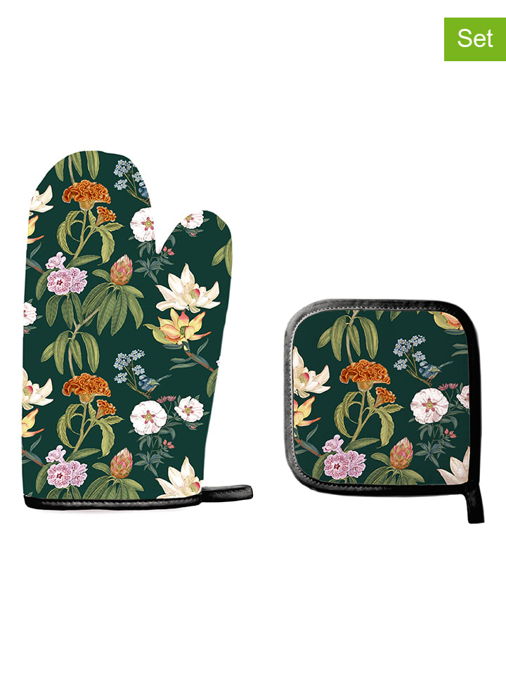 Madre Selva 2tlg. Topflappen-Set in Grün/ Bunt günstig kaufen onesize