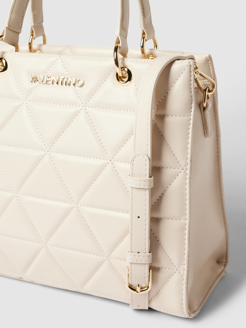Tote-Bag mit Label-Applikation Modell 'OCARINA' in ecru