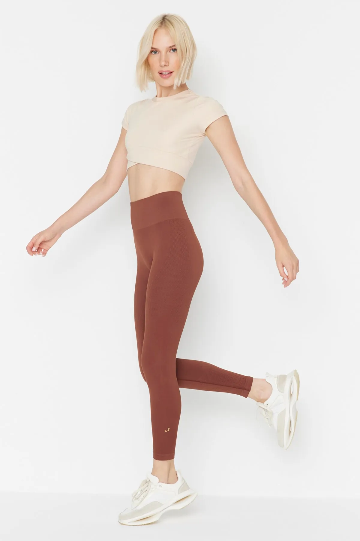 Jerf  Lily - Braune Erholungs-Leggings mit hoher Taille