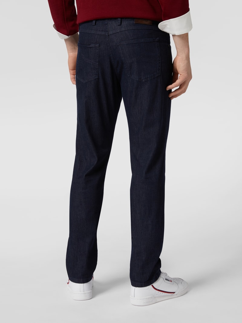 Jeans mit Stretch-Anteil in gerader Passform in dunkelblau