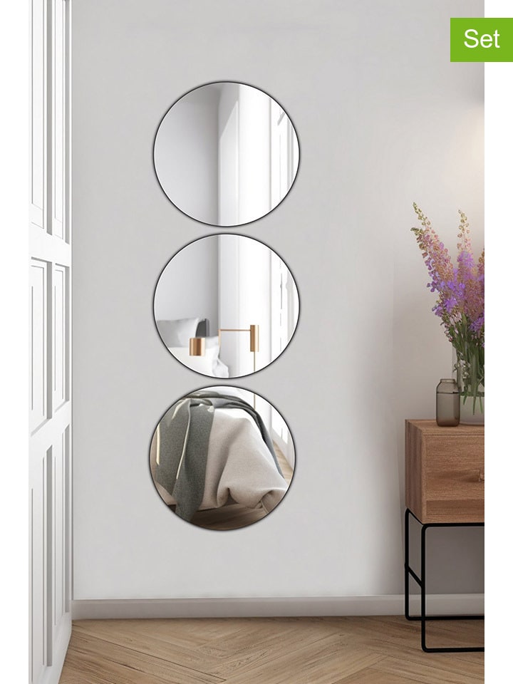 Evila 3er-Set: Spiegel in Silber - Ø 30 cm günstig kaufen onesize