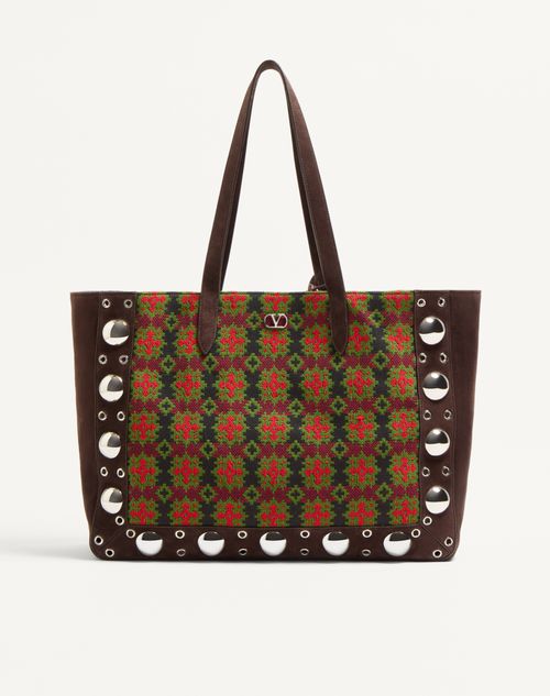 Bolsa de compras grande Valentino Garavani Nellcôte em tecido jacquard
