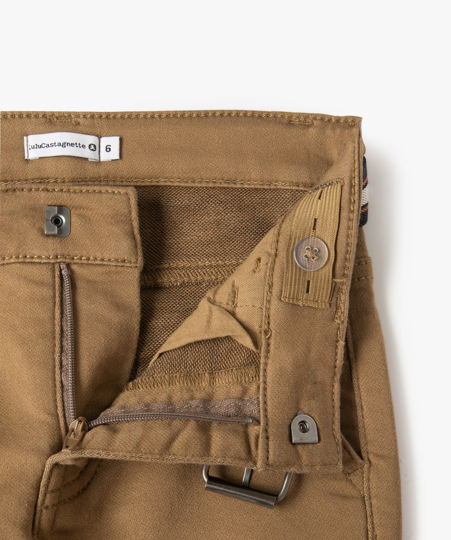 Pantalon Garçon en toile extensible avec ceinture - LuluCas... marron | GEMO