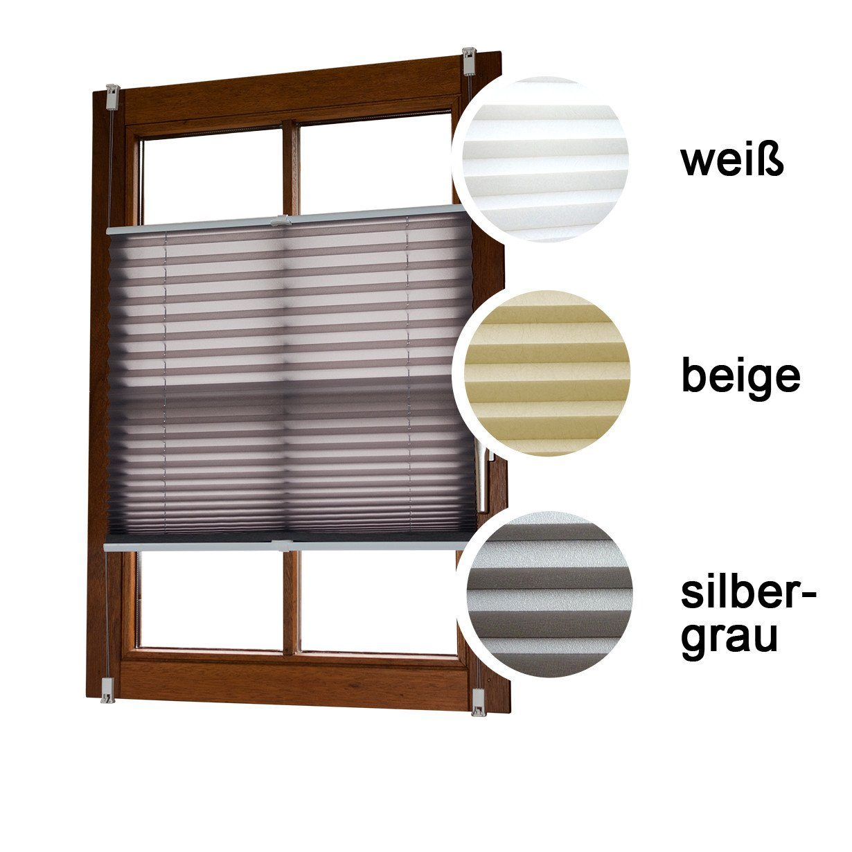 Plissee Plissee Verspannt mit Klemmträgern ohne Bohren Faltrollo Fensterrollo, EXKLUSIV HEIMTEXTIL, blickdicht, ohne Bohren, verspannt, Klemmfix
