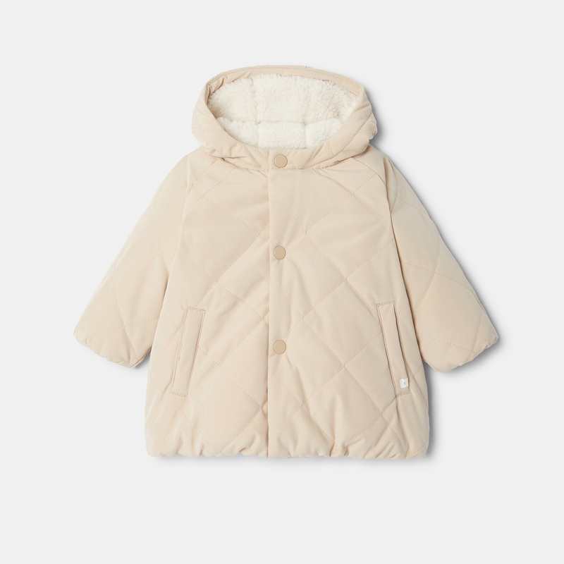 Manteau matelassé doublé à capuche beige mixte Absorba