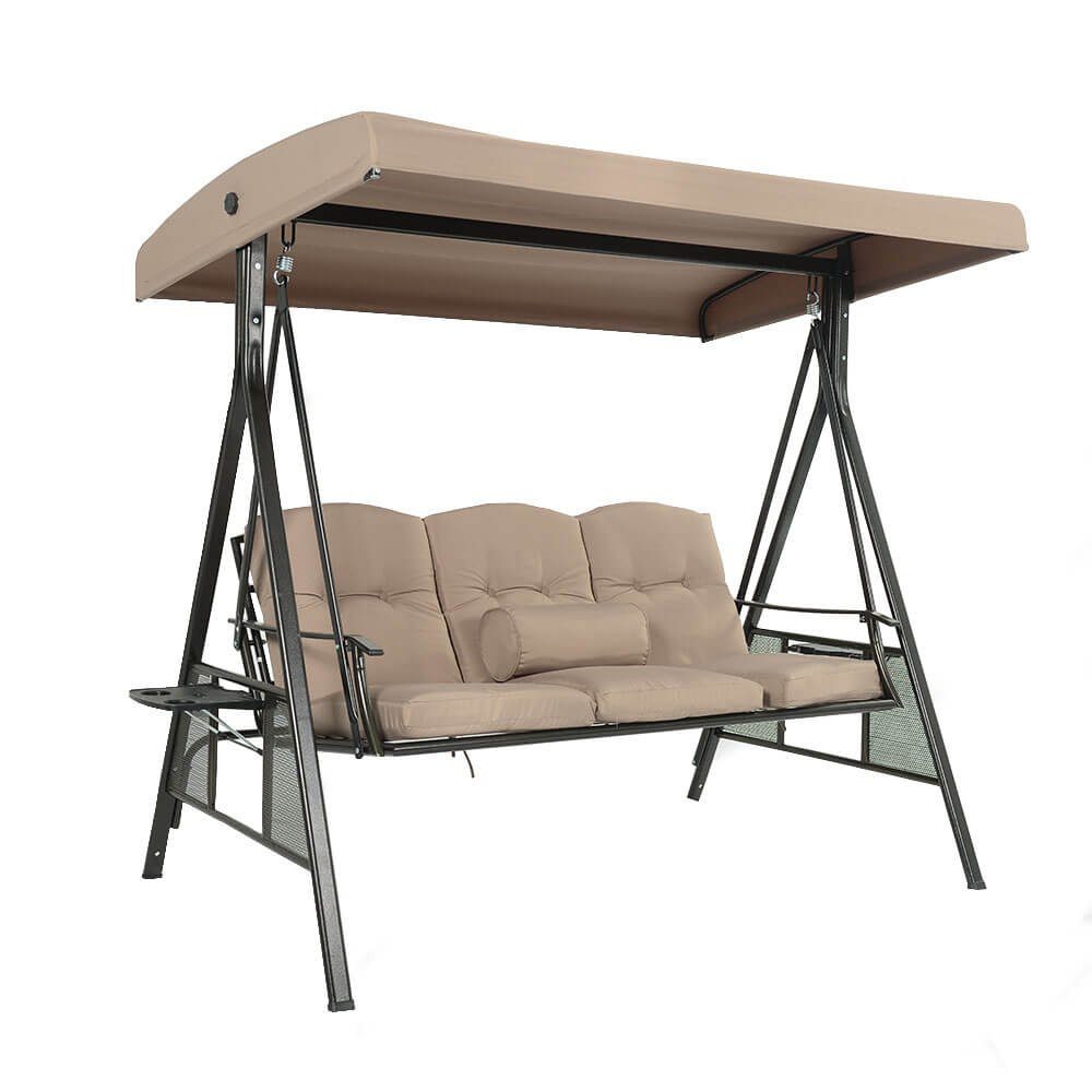 HOME DELUXE Hollywoodschaukel DESCANSO, 3-Sitzer, ohne Abdeckung, inkl. Auflagen - B/H/L 115x195x198 cm I Gartenliege Schaukelliege