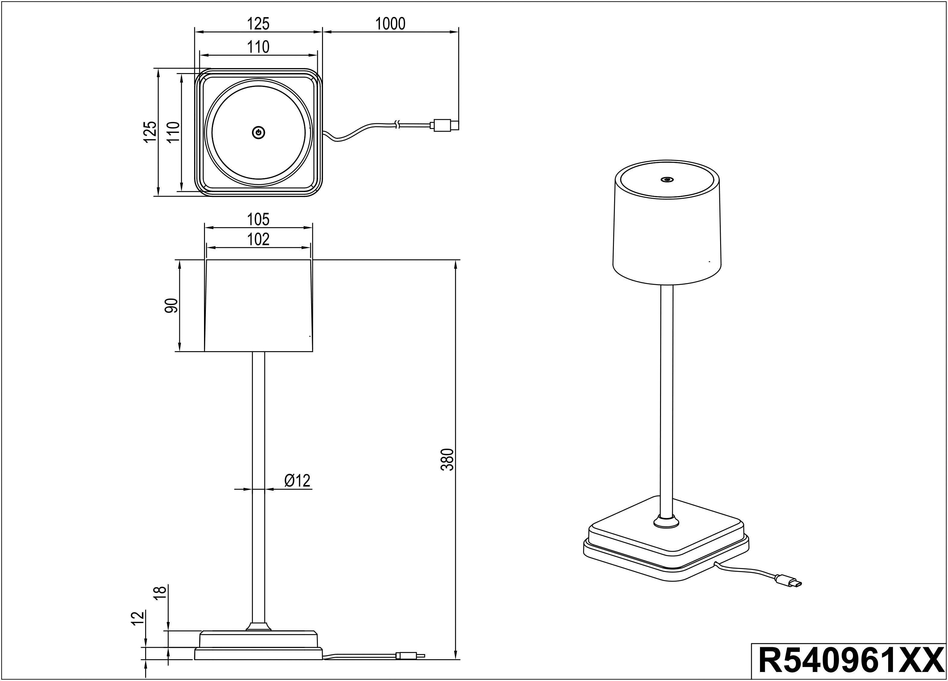 TRIO Leuchten LED Außen-Tischleuchte Fernandez, Dimmfunktion, USB-Ladefunktion, LED fest integriert, Farbwechsler, warmweiß - kaltweiß, Garten Akku Tischlampe USB Ladestation dimmbar Lichtfarbe einstellbar