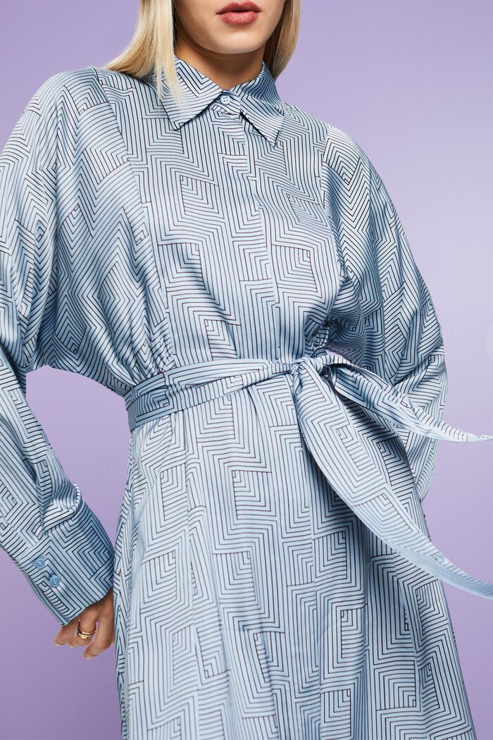 Charmeuse-Midikleid mit Gürtel