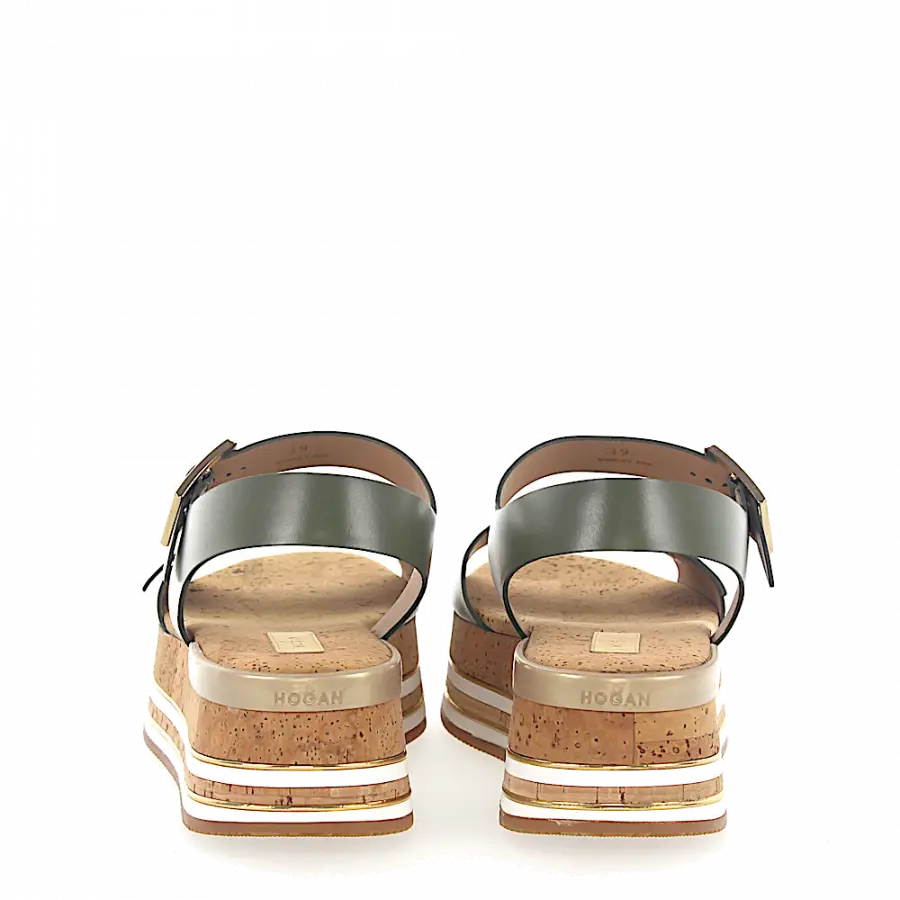 Hogan - Plateausandaletten H354 Kalbsleder khaki - grün
