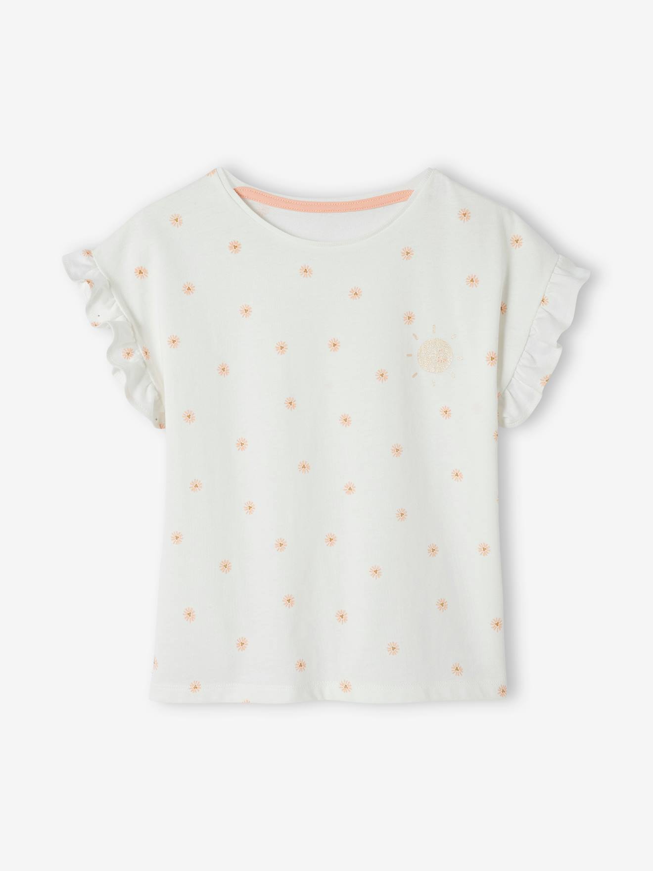 Vertbaudet Mädchen-Set: T-Shirt & Shorts - pfirsich