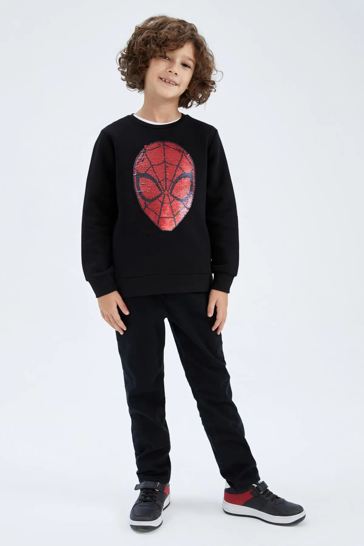 DeFacto  Marvel Spiderman Pailletten-Sweatshirt mit Rundhalsausschnitt für Jungen