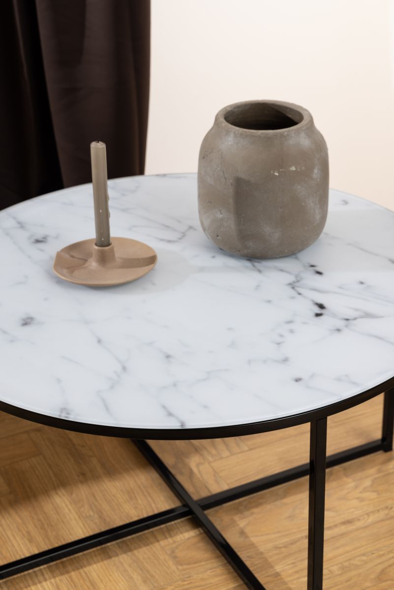 Couchtisch Alisma Weiß Schwarz Ø 80 cm