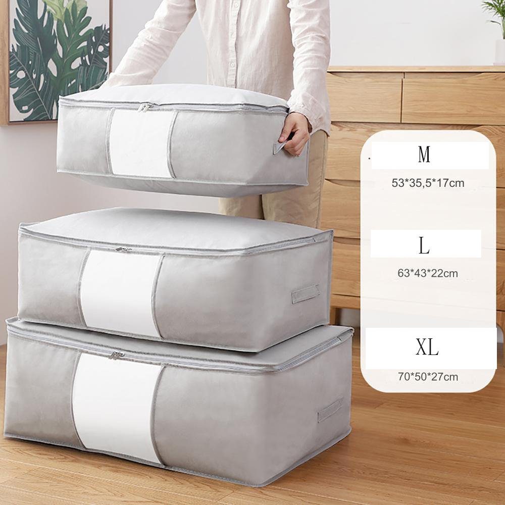 Wunderwelt Aufbewahrungstasche Feste faltbare Kleideraufbewahrung Box mit Reißverschlüss (Aufbewahrungstasche für Bettdecken, 1-tlg., Kleidung, Bettwäsche – stabile Aufbewahrungsbox), für Kleidung – stapelbare Kleiderboxen