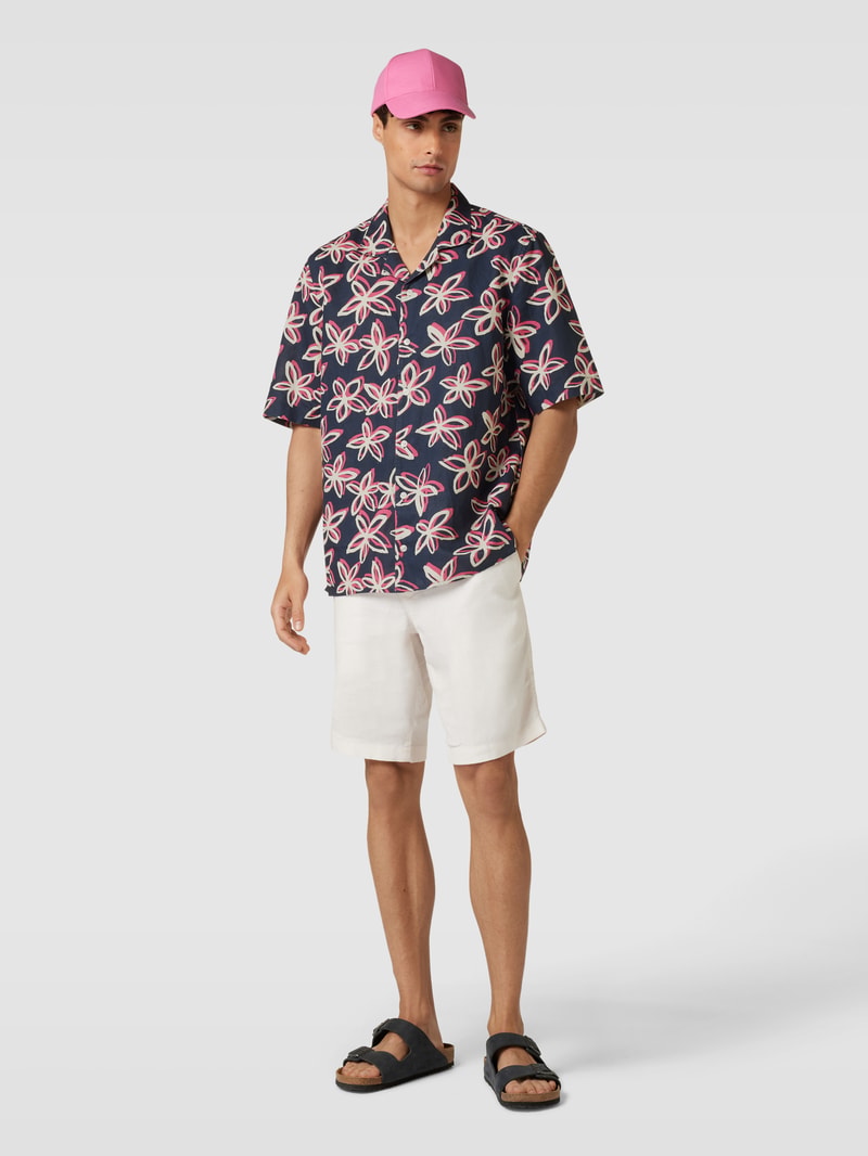Regular Fit Freizeithemd mit Allover-Muster in marineblau