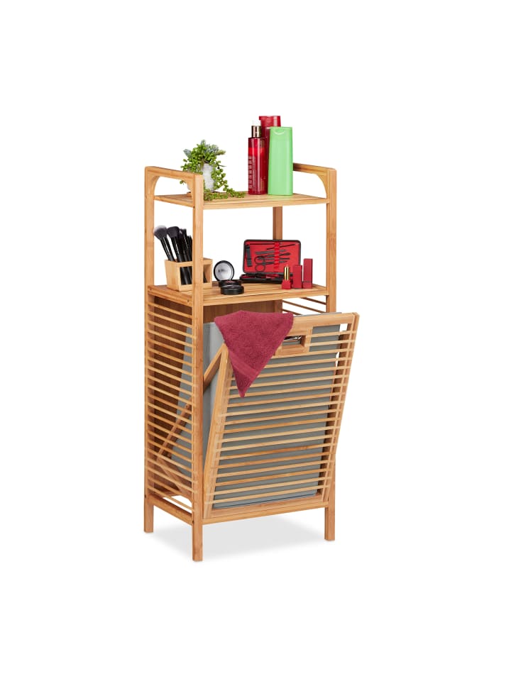 relaxdays Badregal in Natur/Grau - (B)40 x (H)95 x (T)30 cm günstig kaufen onesize