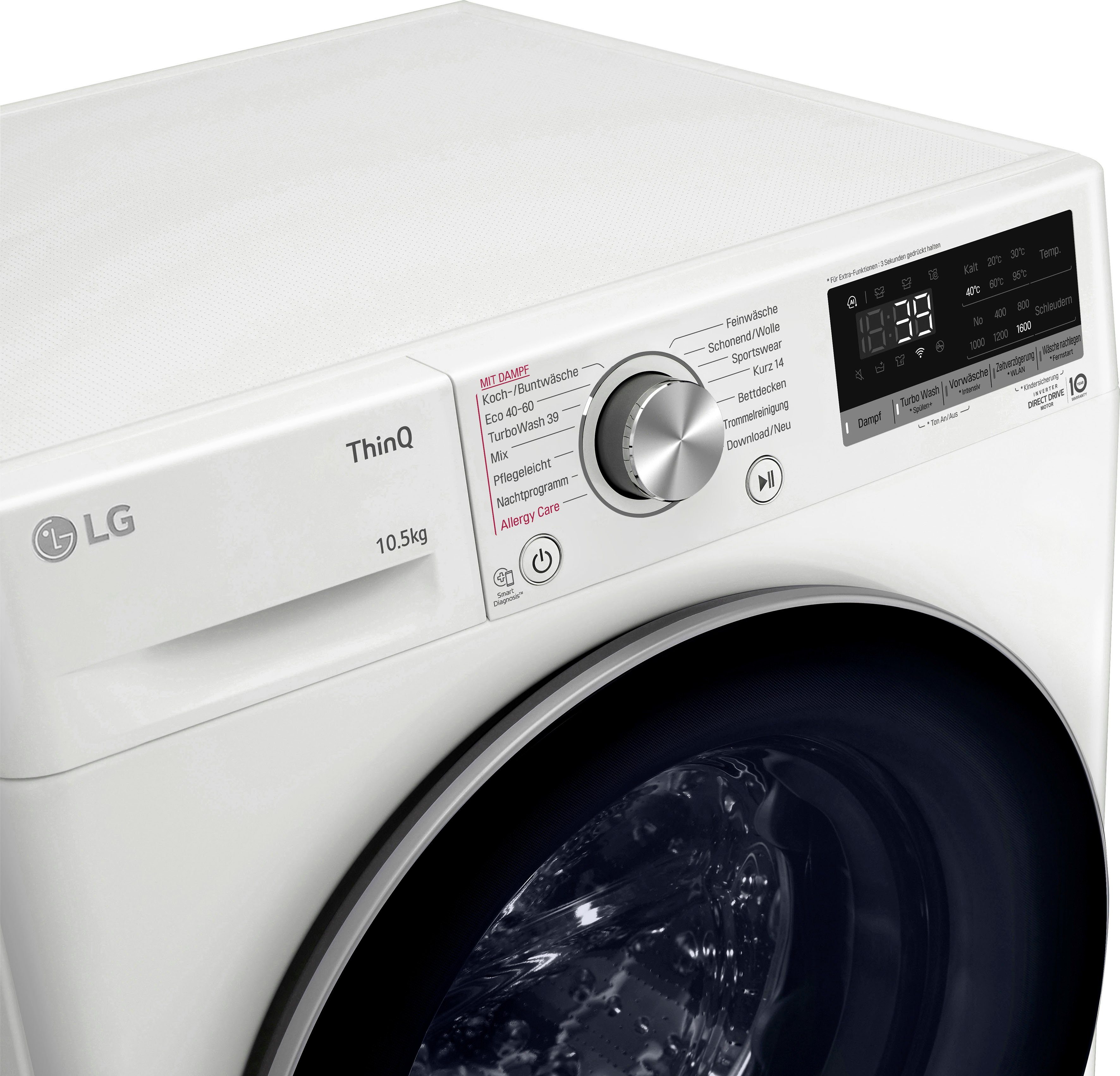 LG Waschmaschine F6WV710P1, 10,5 kg, 1600 U/min, TurboWash® - Waschen in nur 39 Minuten